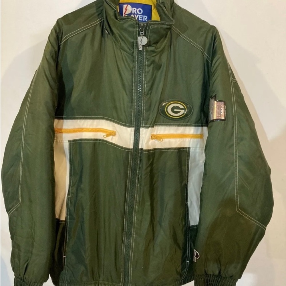 Vintage Green Bay Packers Pro Player Puffer Jacket Size Large
